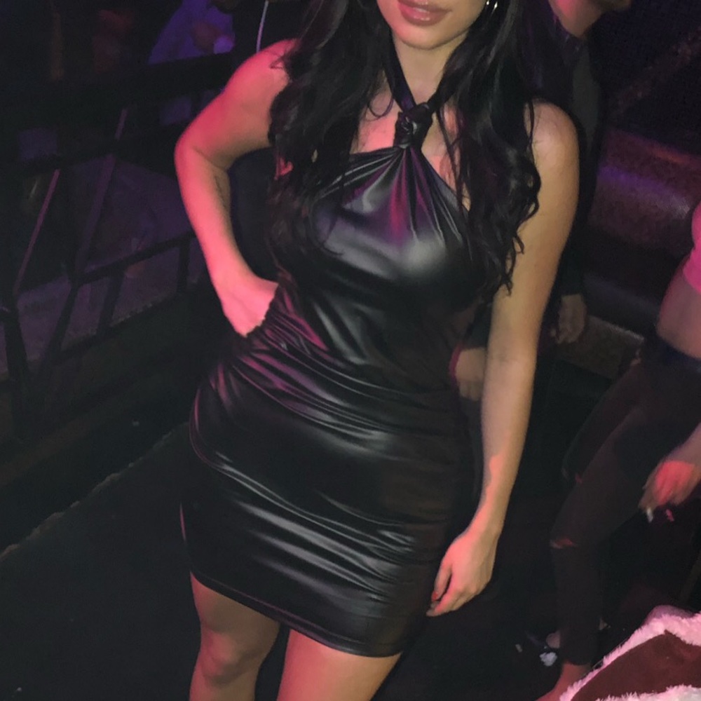 Black faux leather Kylie dress